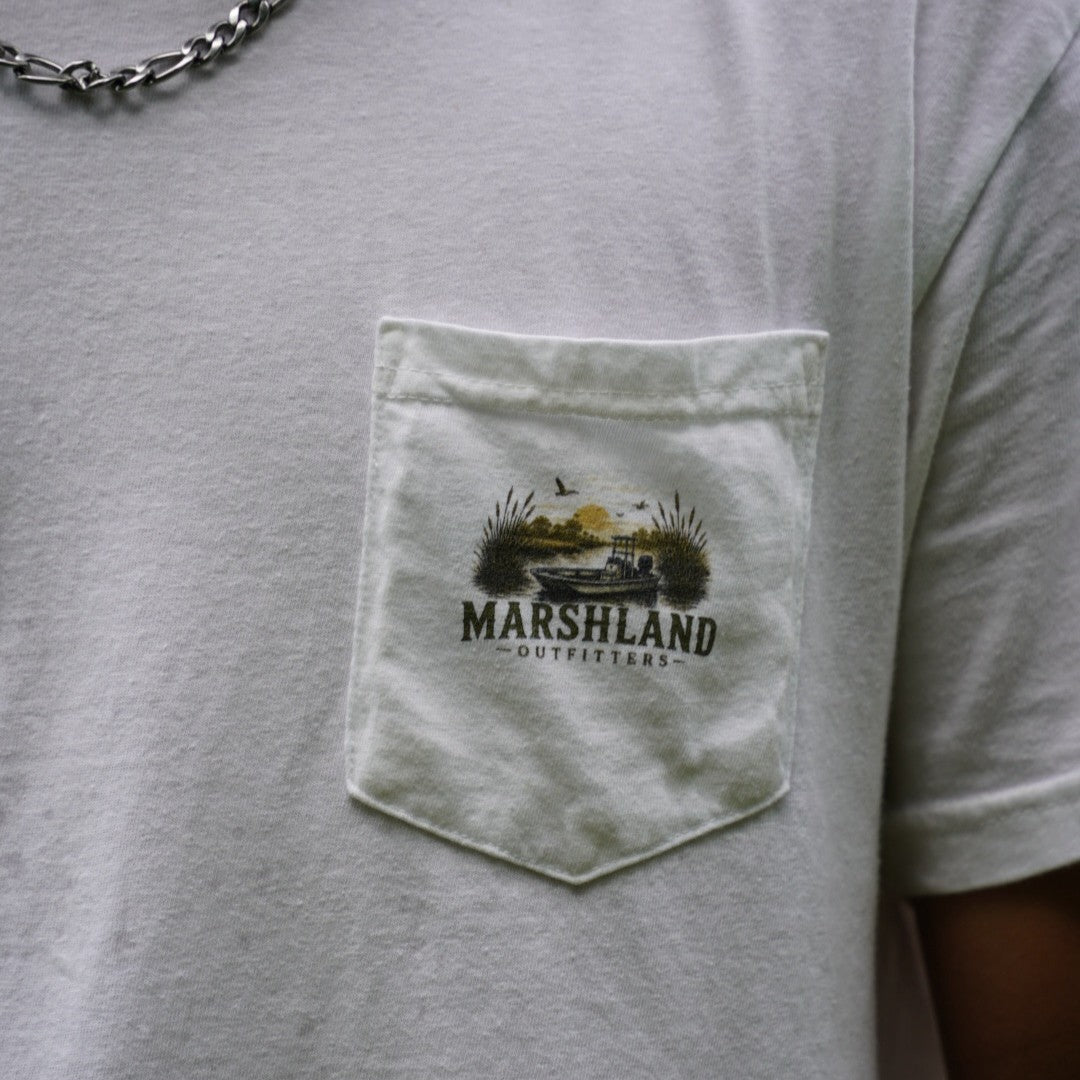 On The Marsh | White pocket tee